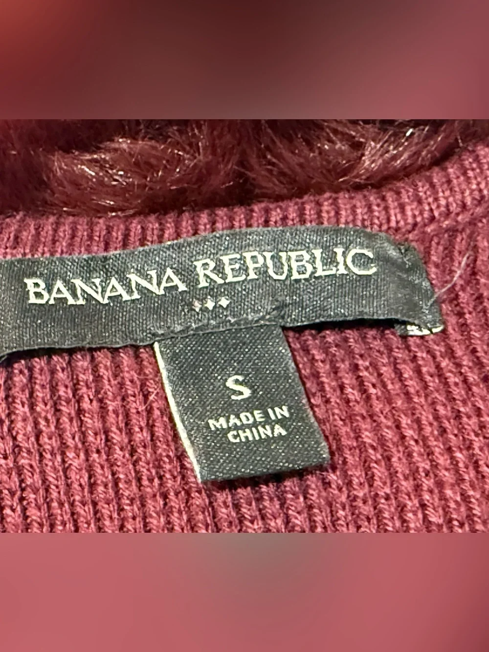 Banana Republic Burgundy Faux Fur Cardigan Jacket Size S Cozy Chic